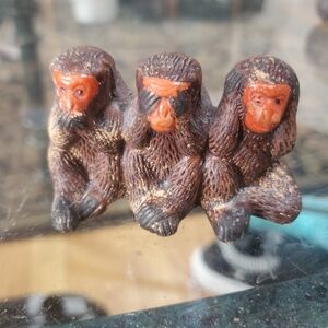 Vintage Japan Monkey Hear No Evil See No Evil Speak No Evil Bisque 1.5"